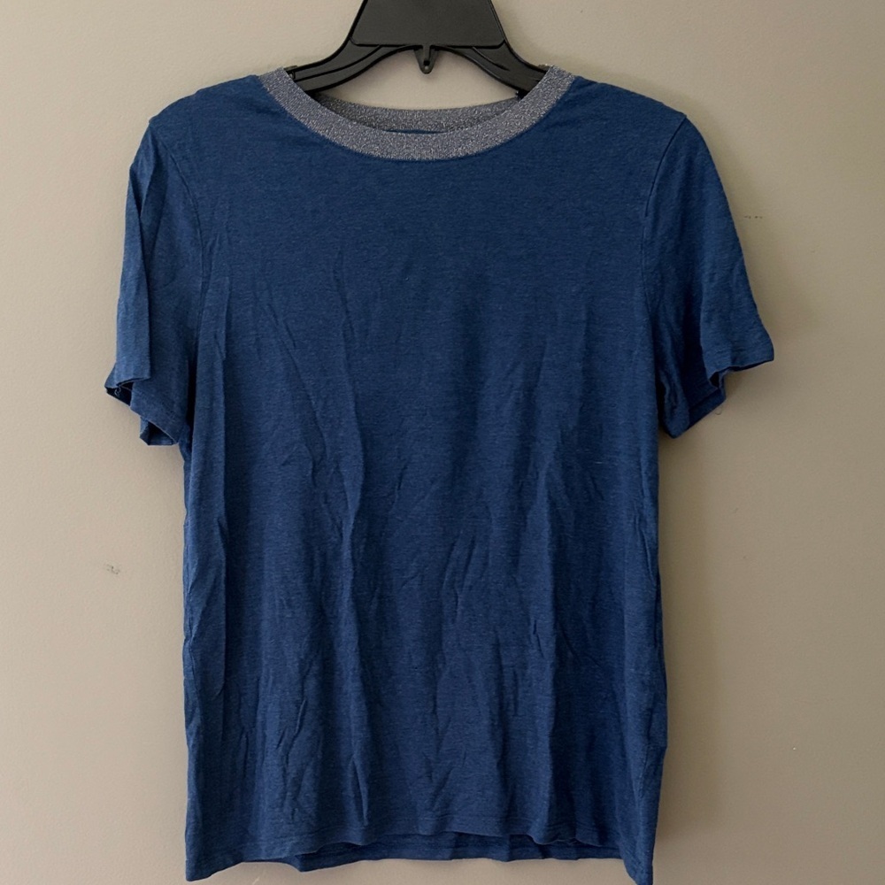 Women Banana Republic Short-Sleeve Crewneck TeeBlue and Sparkly Edge Small